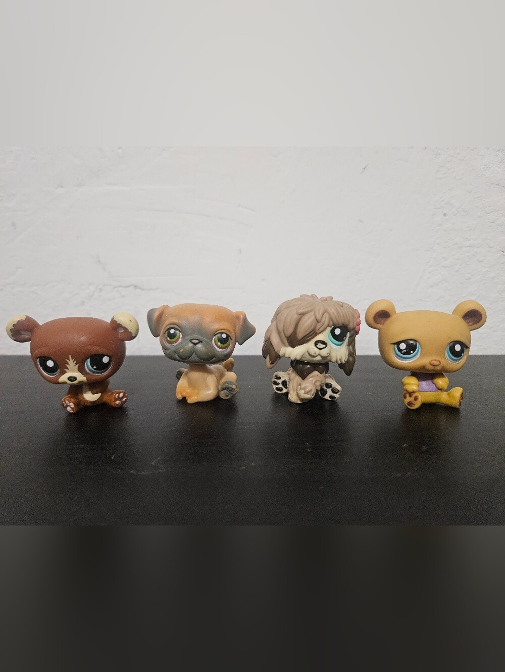 Littlest Pet Shop Pug, Honey Bear, Brown Bear , Brown Sheepdog